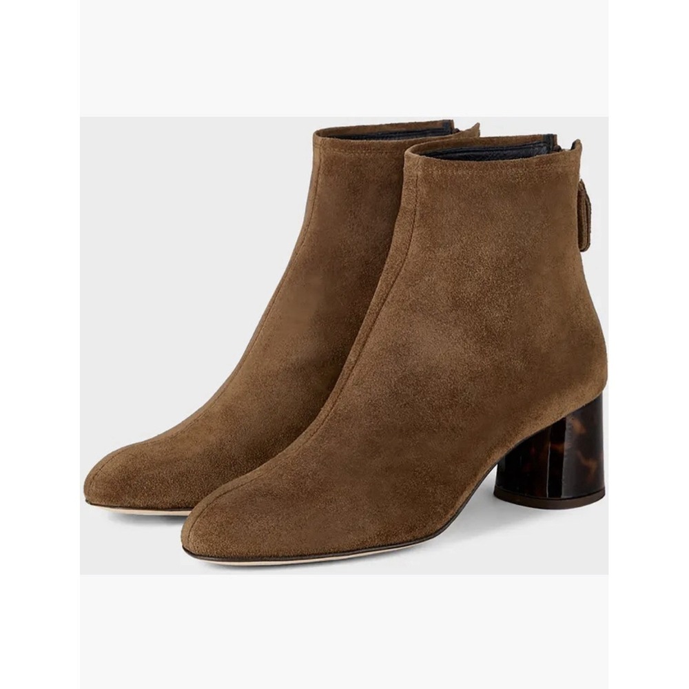 AGL Veta Precious Suede Ankle‎ Bootie Block Heel Women's Size 39 Cognac Brown - Picture 2 of 9